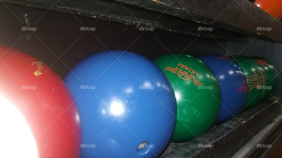 Row of Bowling Balls