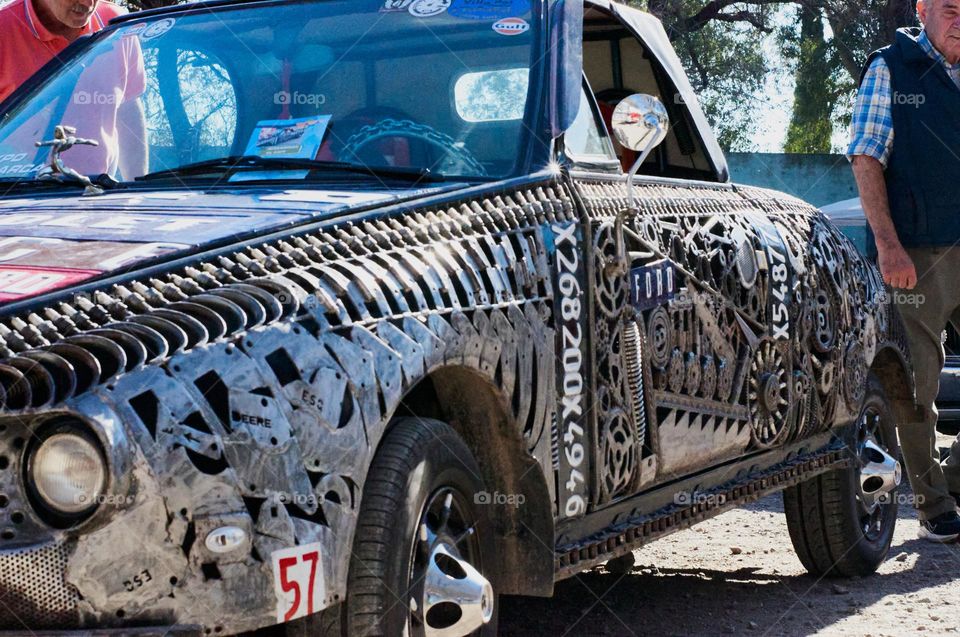 Collector car, custom design made with welded parts.