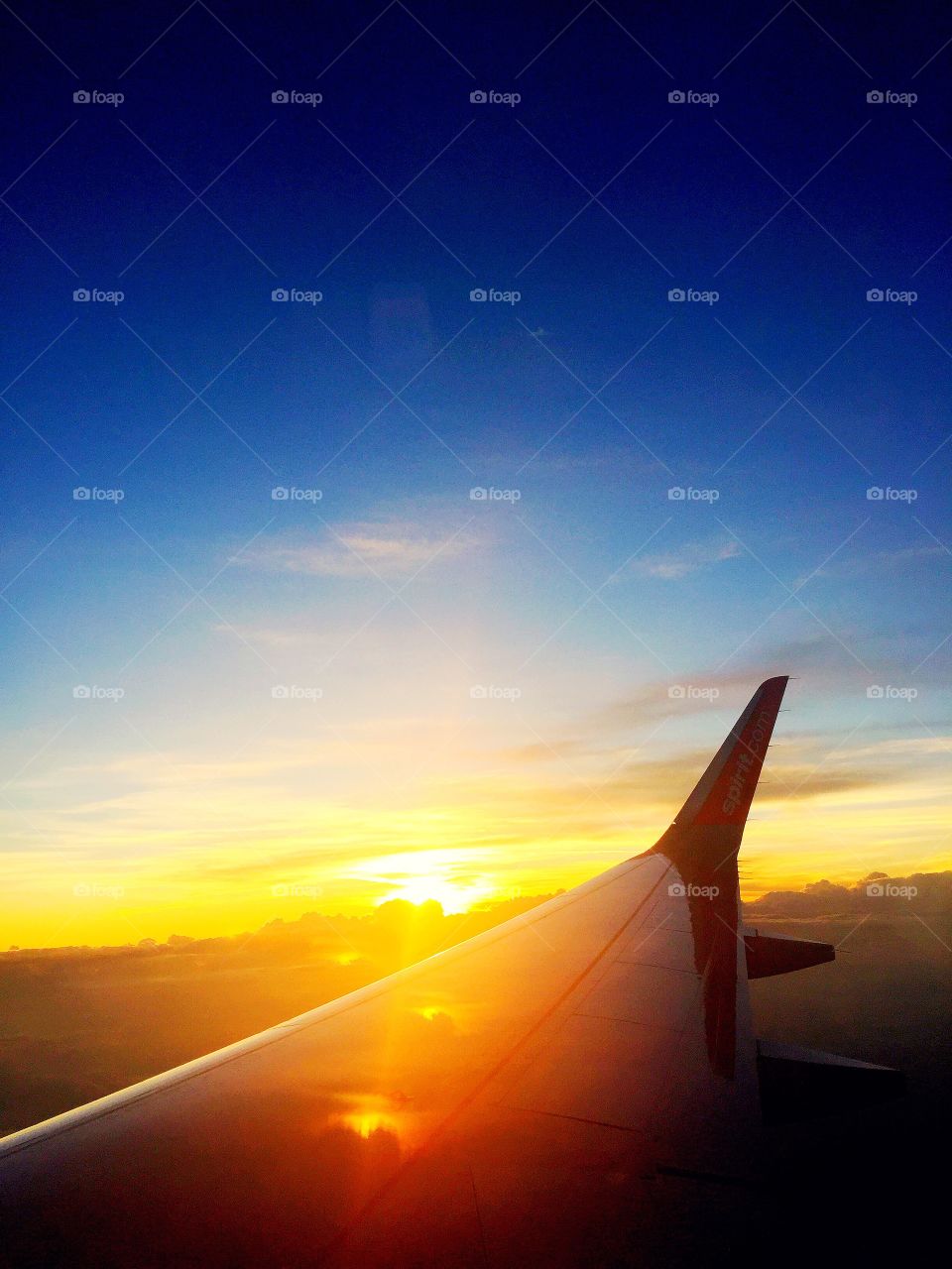 Sunset in Flight. Sunset view from Airplane