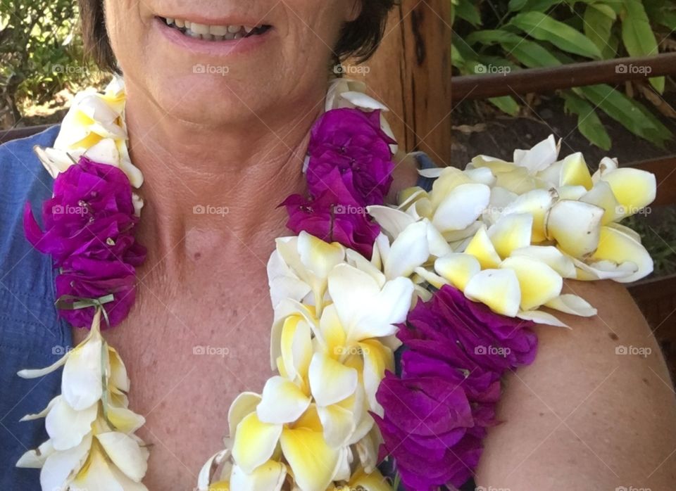 Selfie of a flower necklace