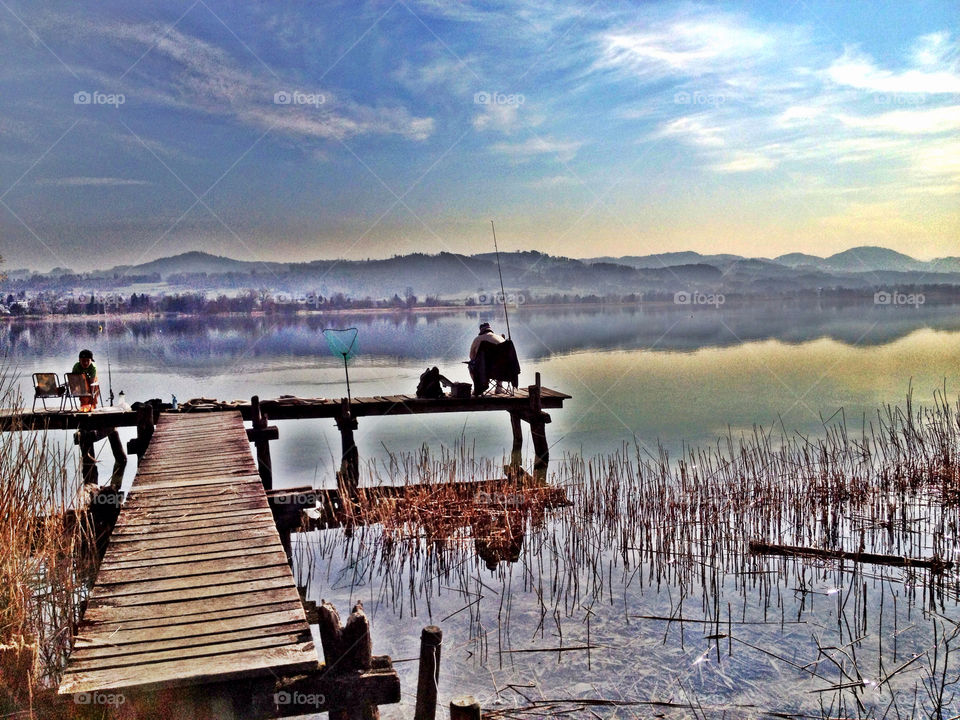 lake fishing seaside automn by balzinho