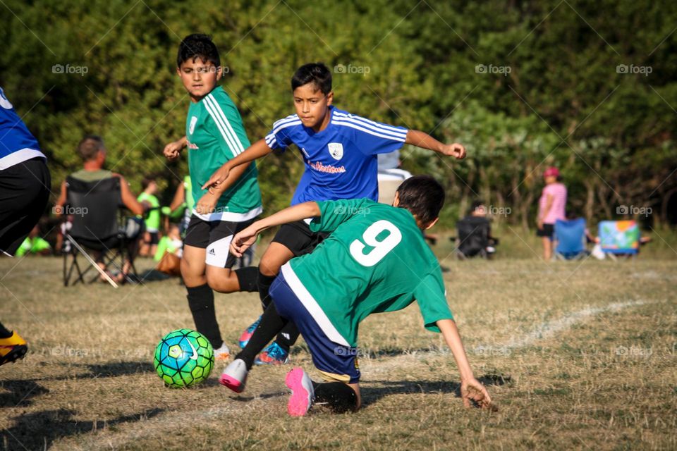 Soccer game moment