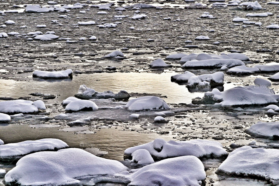 Ice, snow and water. 