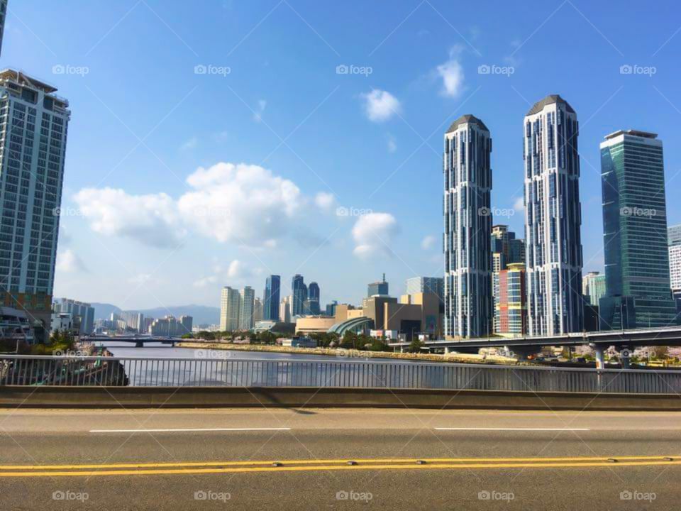 The ultra modern skyline of Busan, South Korea. The great part about this beautiful urban landscape is how there are multiple "downtowns" sectioned off by the hills.