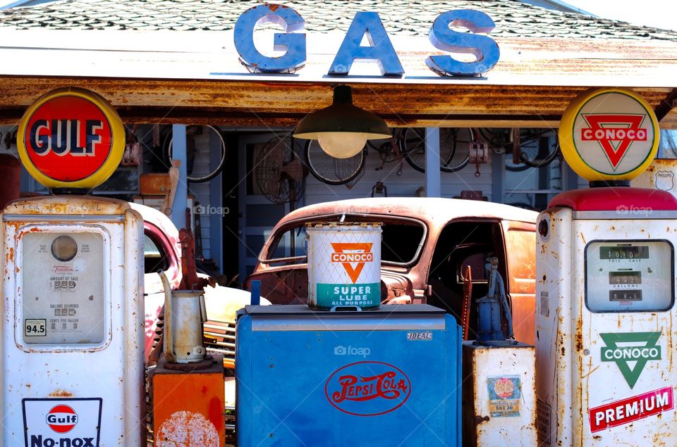 Vintage gas station
