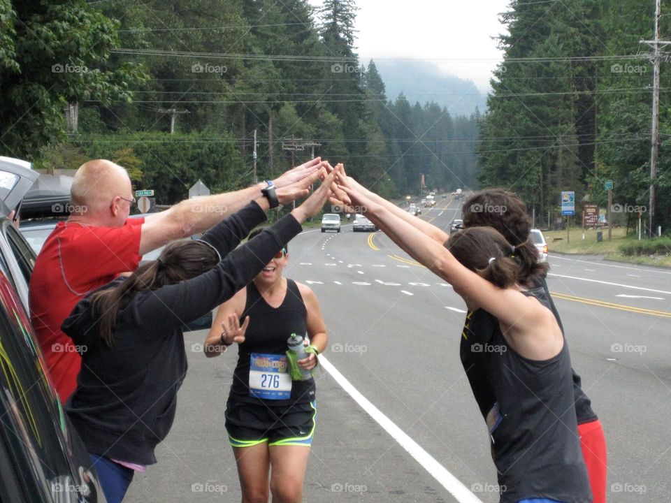 Hood to Coast. Power arc on the 200 mile Hood to Coast 12 person relay on highway 26 by Sandy, Oregon.
