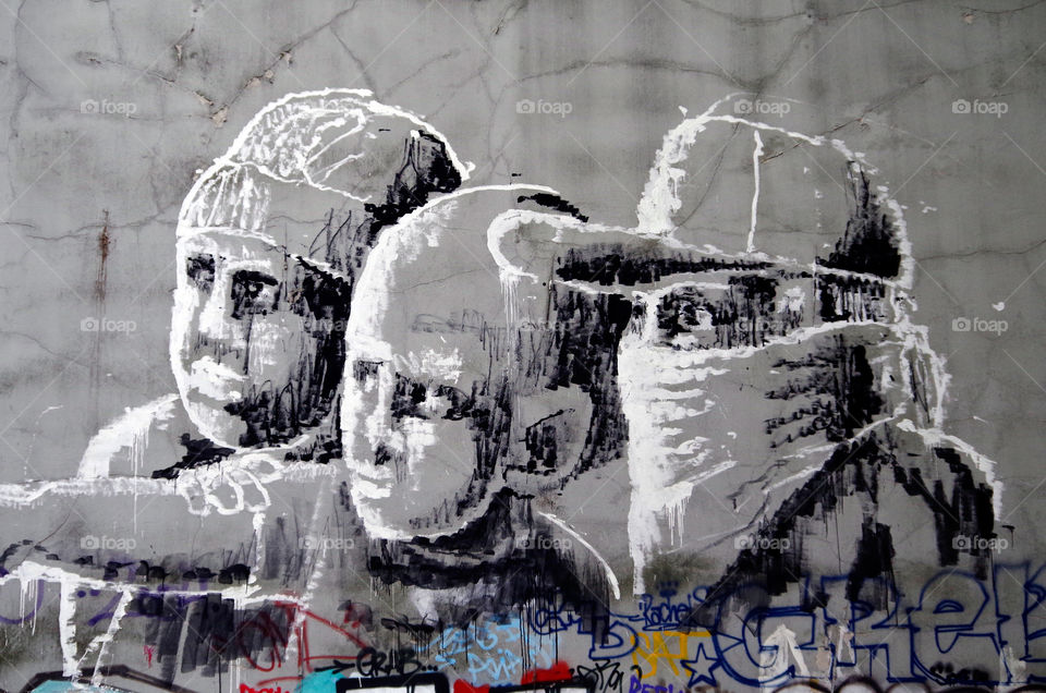 Close-up of mural in Berlin, Germany.