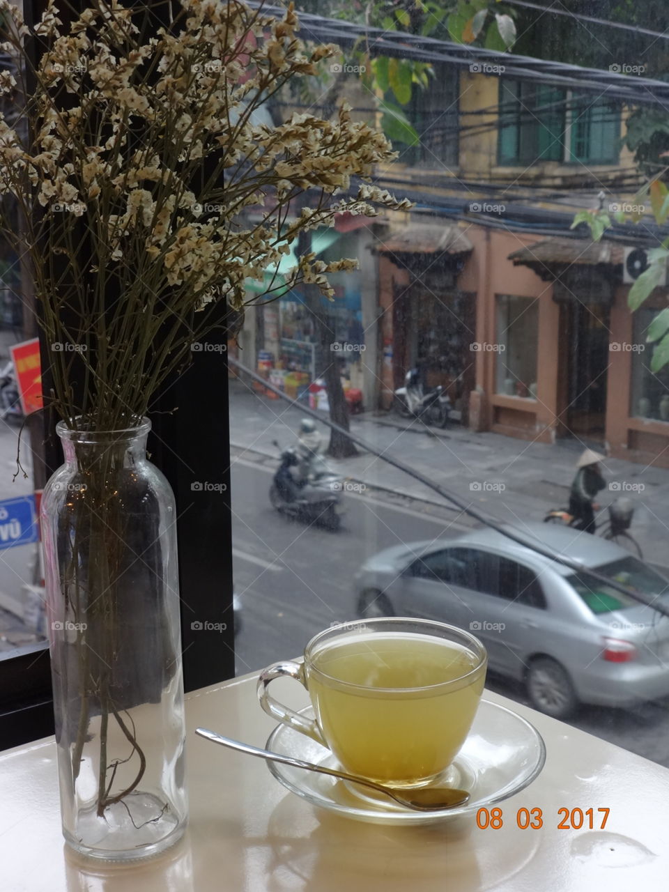 ginger tea & raining outside