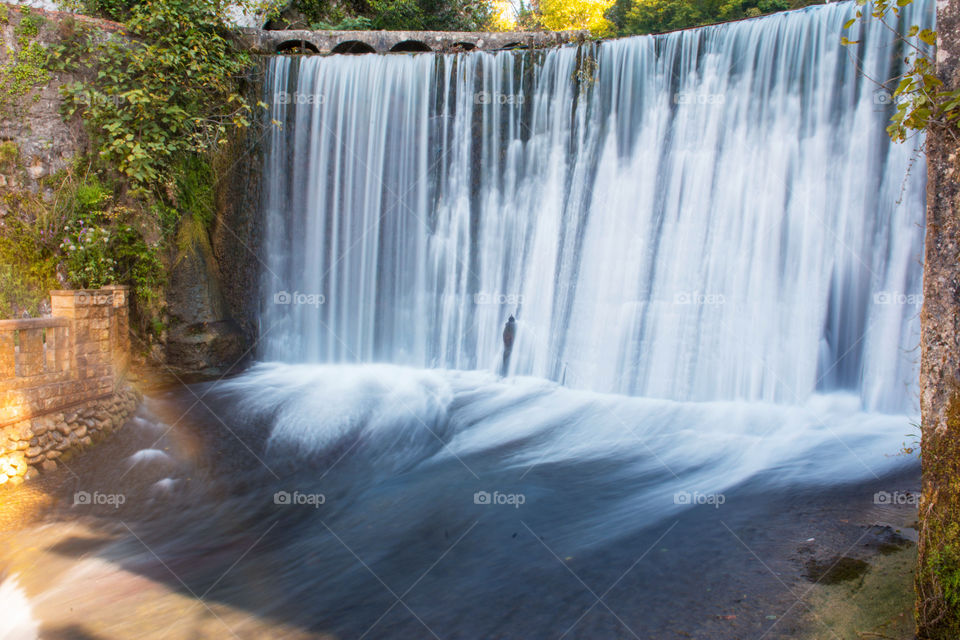 Waterfall falling in forest