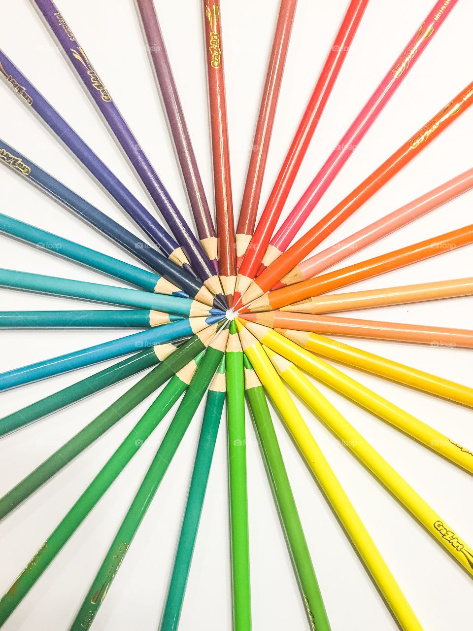 Arrangement of colored pencils