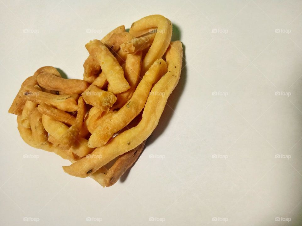 Heart shaped of fried snack