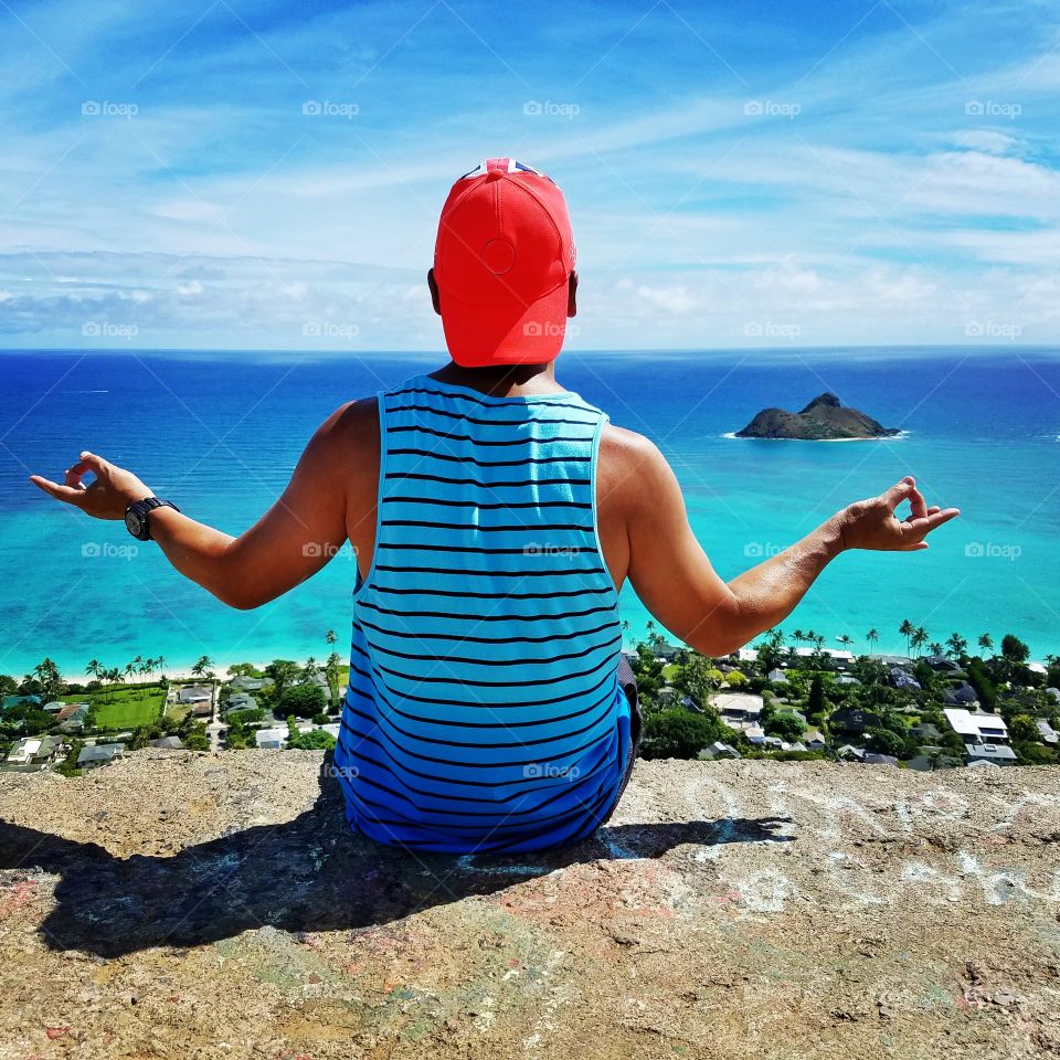 Meditating with the beautiful ocean views