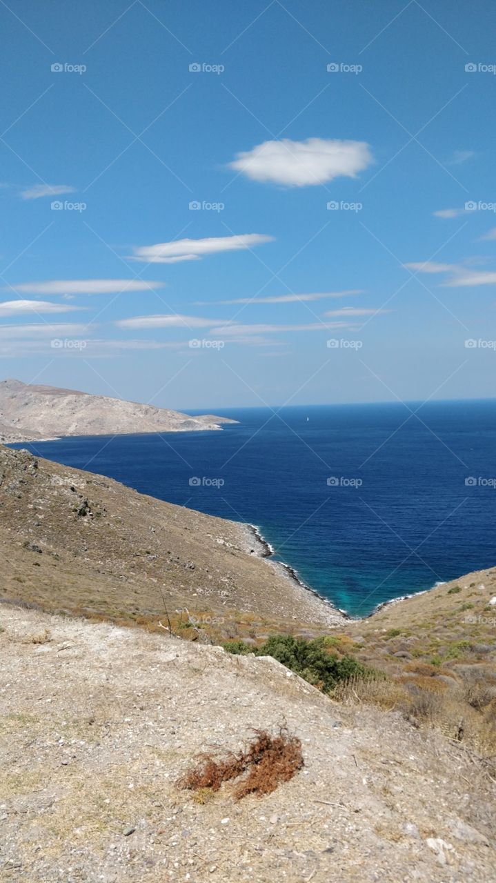 Deep blue in the Greek islands. Sea and sky