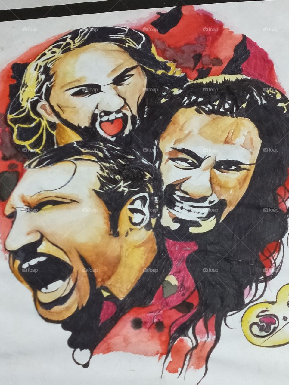 it's a painting just for kids.😃
the shield
Dean Ambrose
Roman Reigns
Seth rollins ..... 
if you watch World Wrestling Entertainment Then you know these three gentleman..