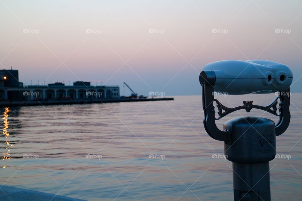 Trieste after sunset. Water