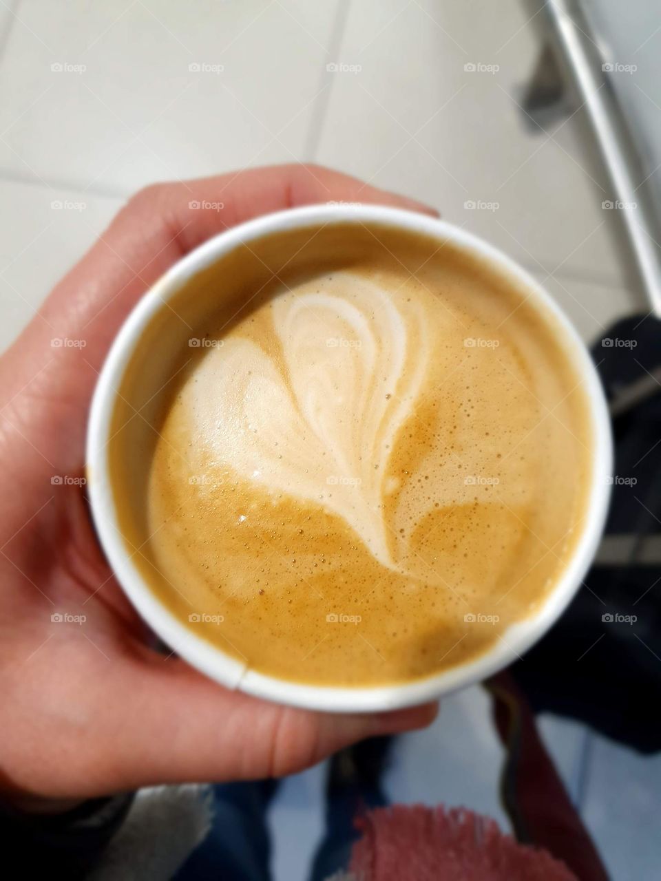 Heart shaped foam for coffee.