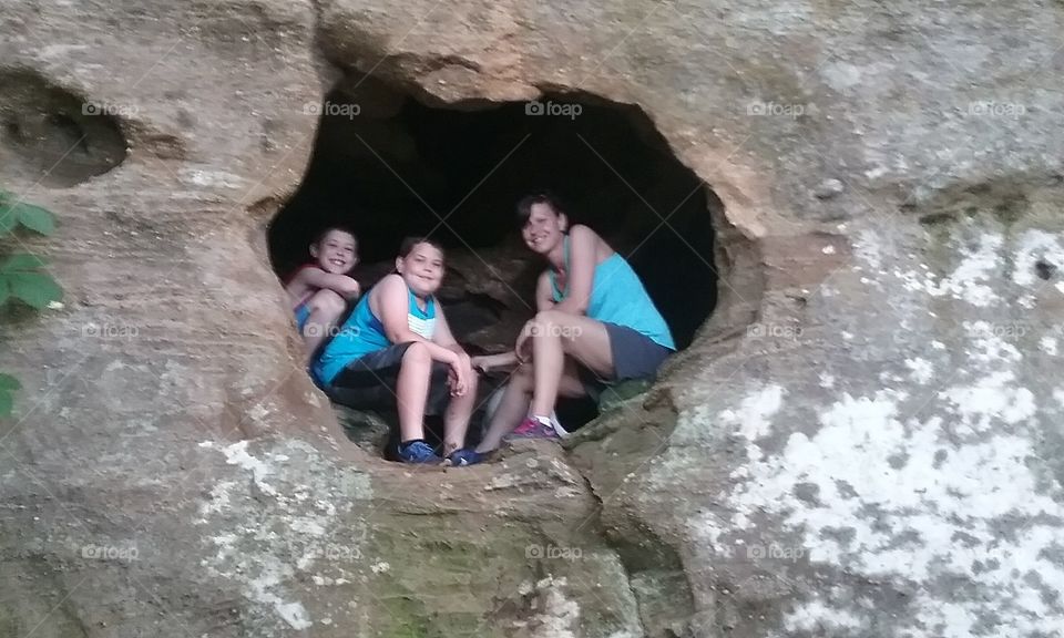 Family in Rock Cave