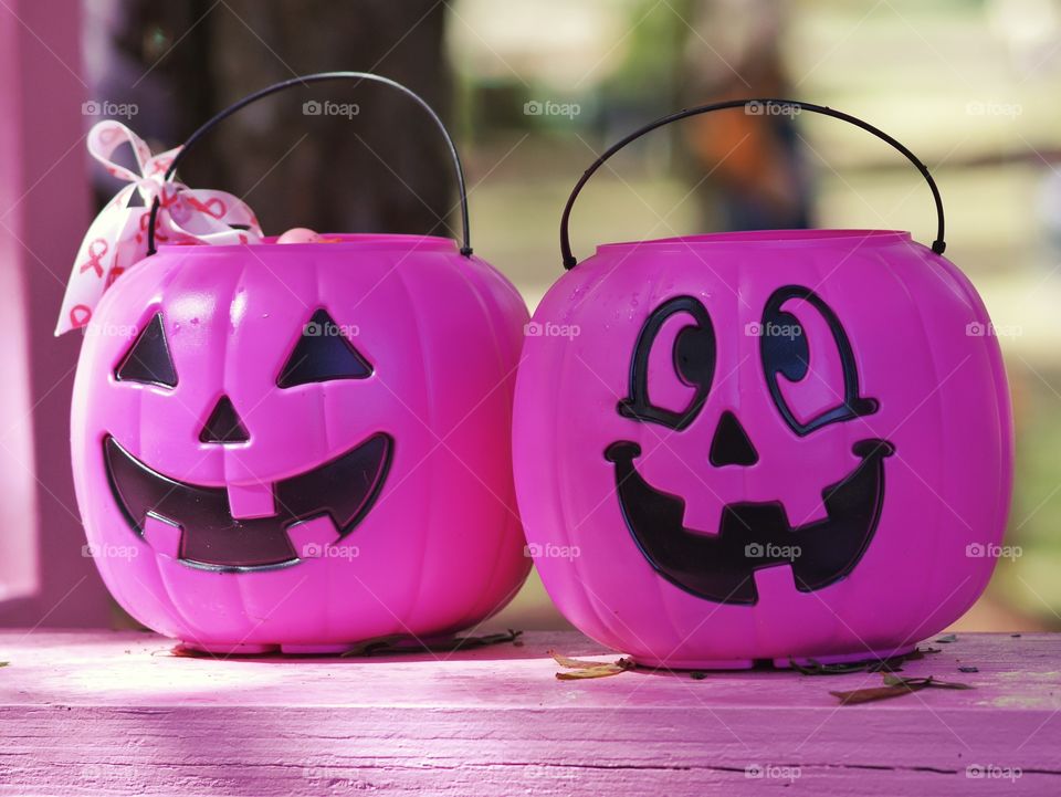 Plastic Halloween pumpkins