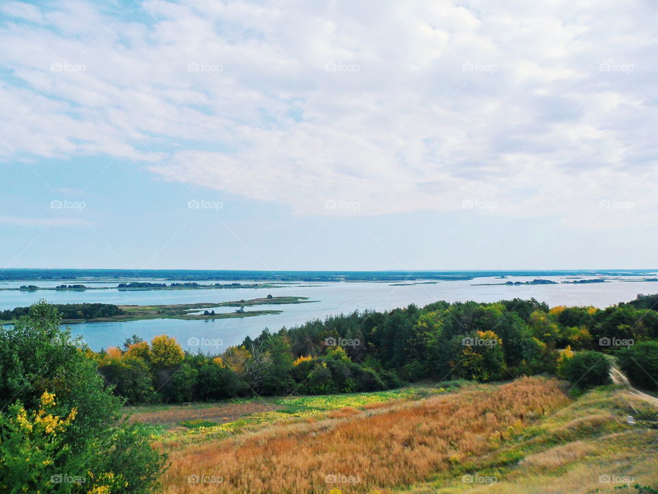 boundless water spaces of the Dnieper River in Ukraine