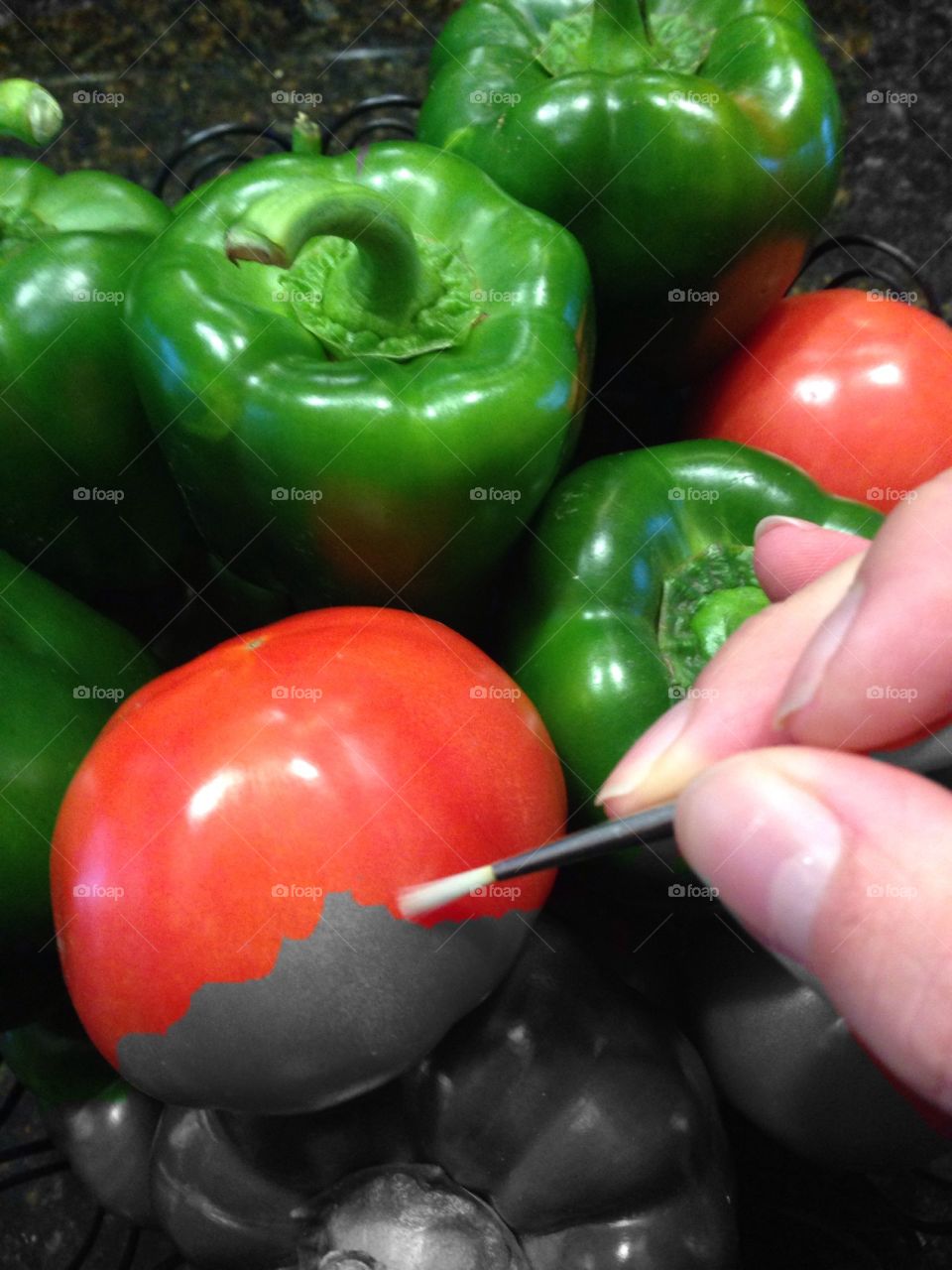 Peppers painted tomato