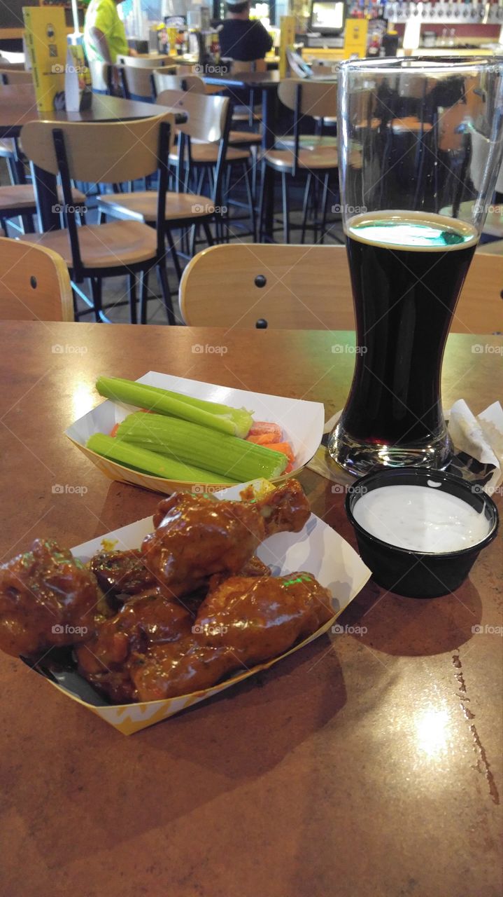 Spicy Hot Wings and Beer
