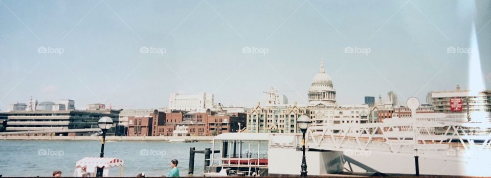London skyline from South side of the Thames including St. Paul’s Cathedral.