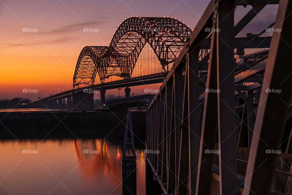 Sunset in the Mississippi River in Memphis