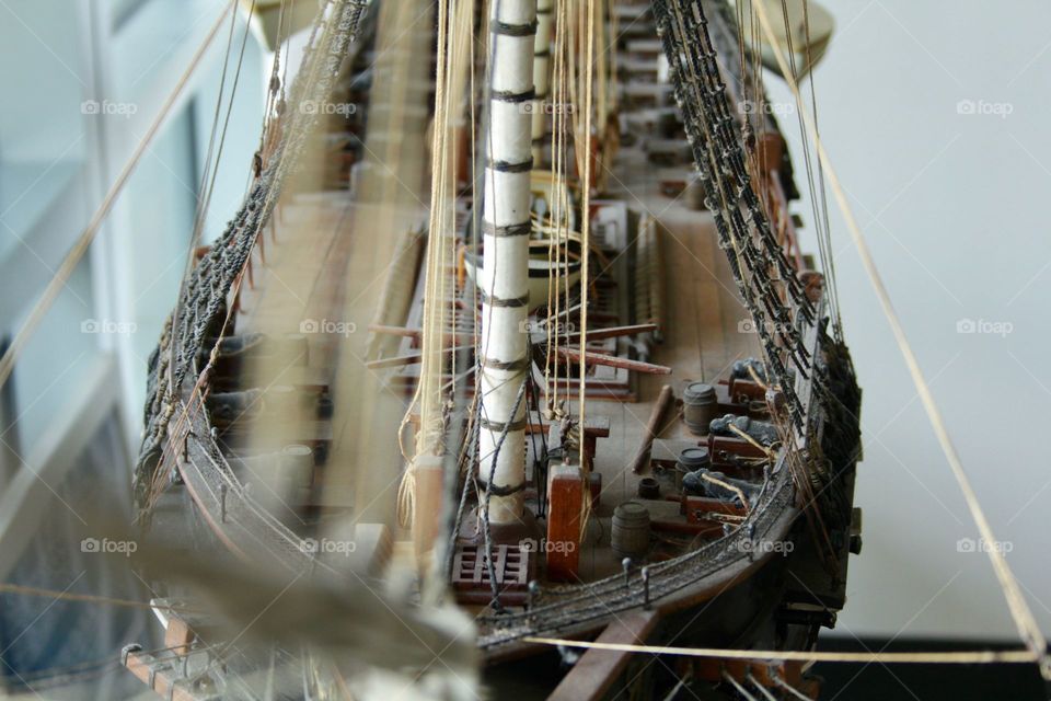 Sailboat model close up. 