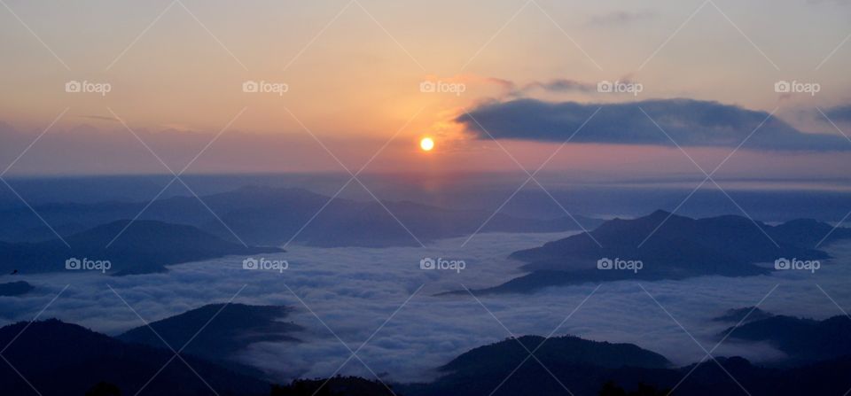 Sunset, Dawn, No Person, Evening, Fog