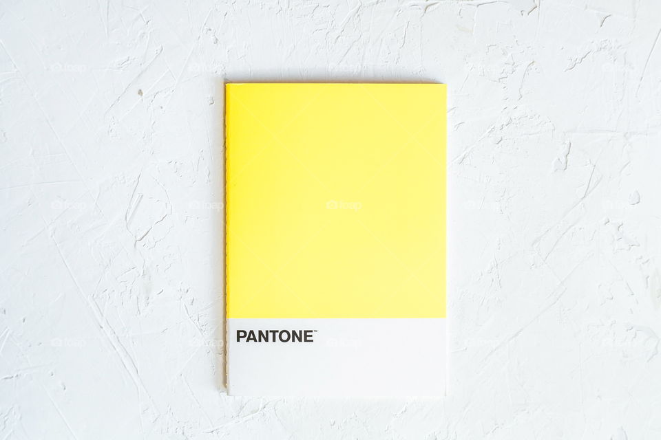 yellow color from Pantone on gray concrete background 