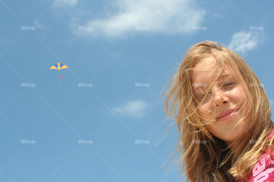 beach sky girl smile by mengzishiliu