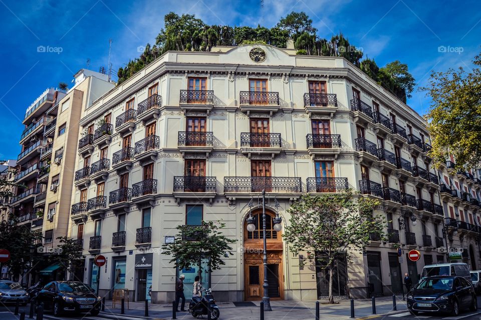 Facade of a building in valencia spain