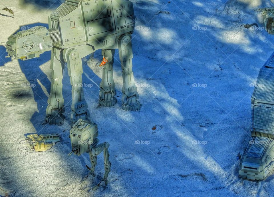 Lego AT-AT Diorama. Star Wars Scene Built With Legos