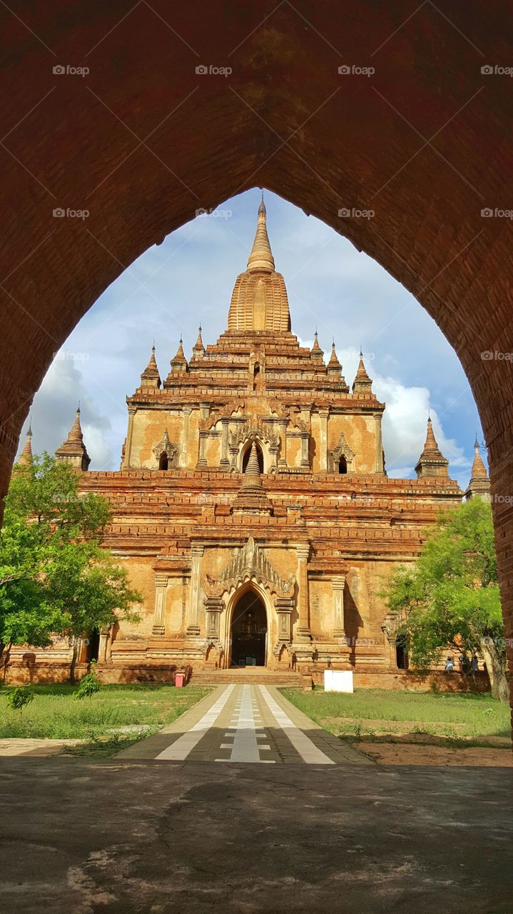 ancient brick pagoda or temple in Bagan, Myanmar