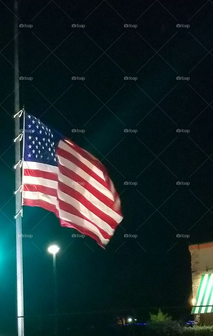 USA Flag flying half staff for victims