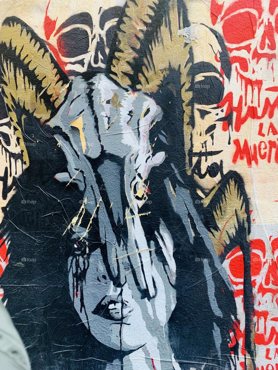 Detail of a work of art in a street in Florence