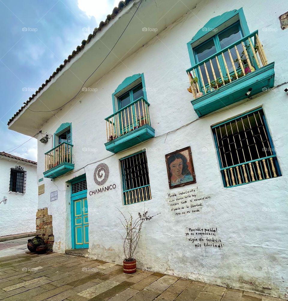 Blue color and colonial architecture 