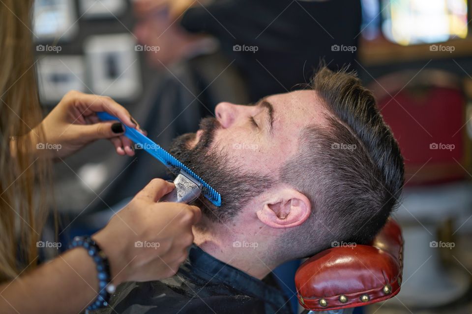 Relaxing at the Barber's