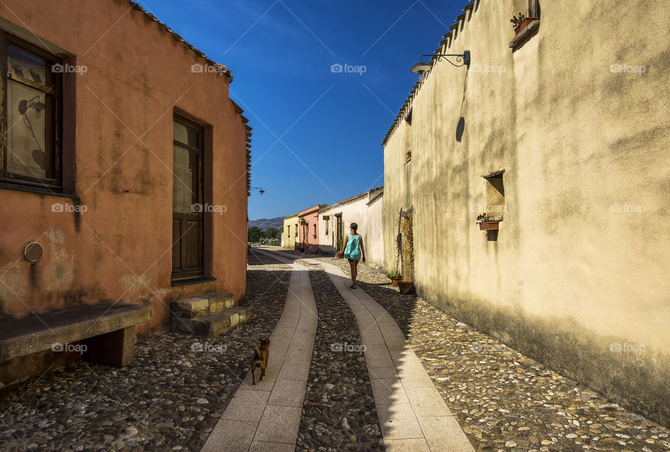 Walking in the old streets of Tratalias, Sardinia