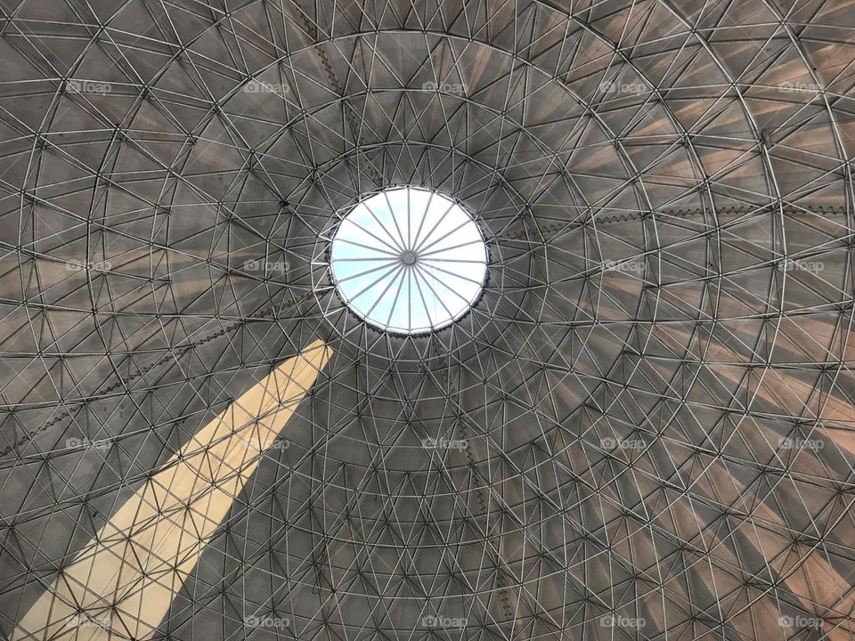 metallic roof structure of a shopping center in Gran Canaria