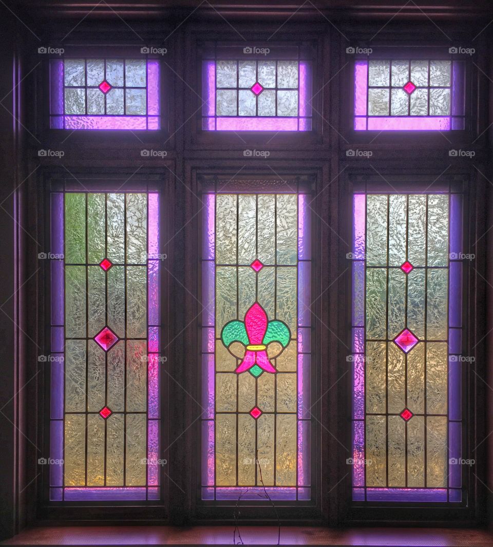 French Raspberry. An old castle turned restaurant had a beautiful surprise in the ladies lounge - a stunning stained glass window 