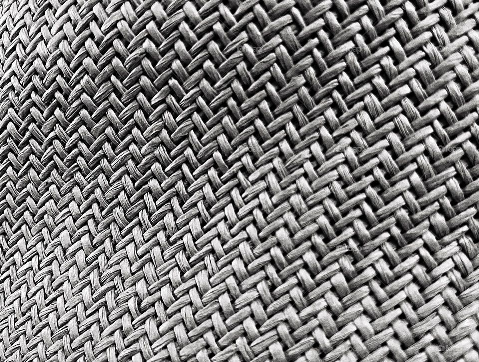 Close up of woven straw hat in black and white for texture, detail and contrast. Background image