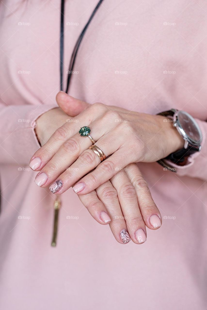 woman wearing rings