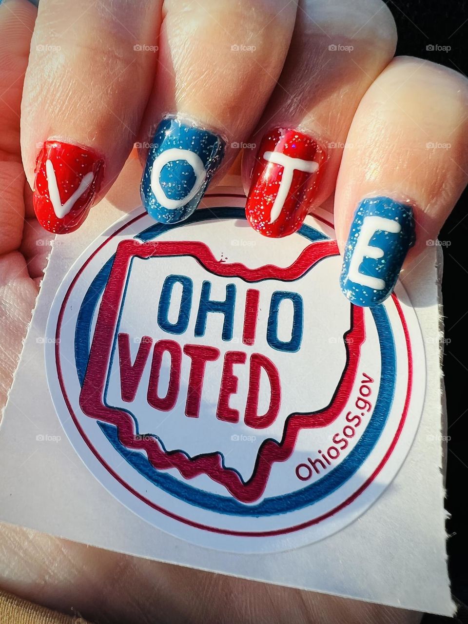 Patriotic gel nail art design for Election Day 