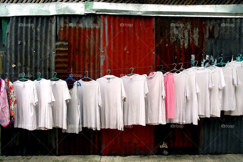 washed clothes hung to dry. washed clothes hung to dry