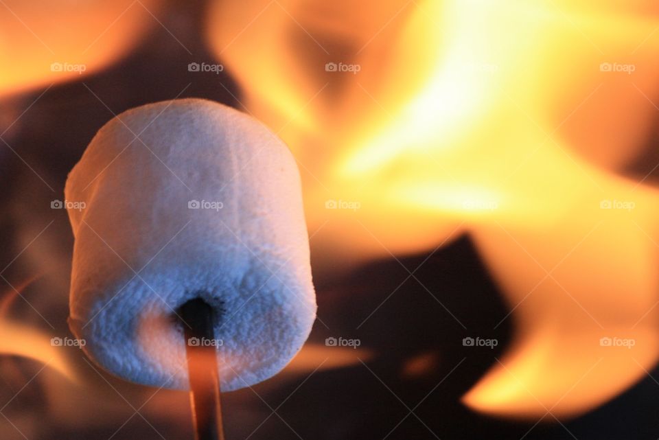 marshmallow. roasting marshmallows over a camp fire