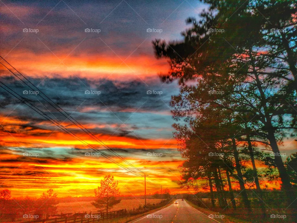 country road sunset