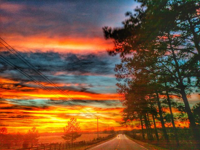 country road sunset