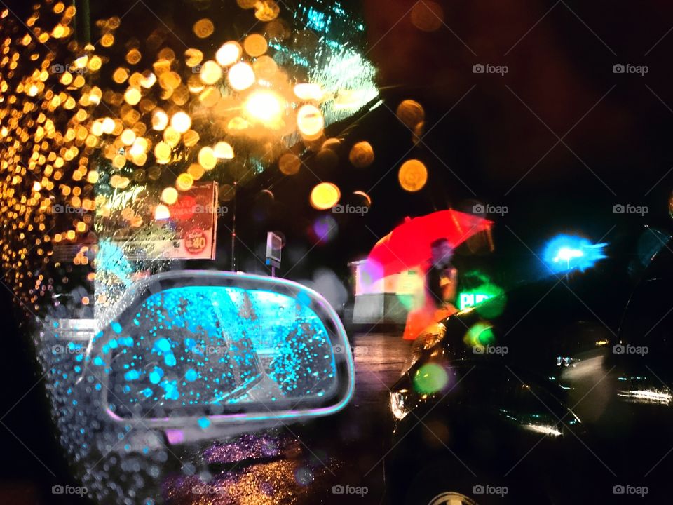 city lights after rain