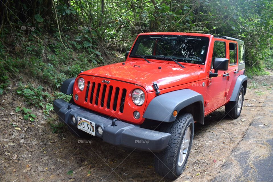 Red jeep
